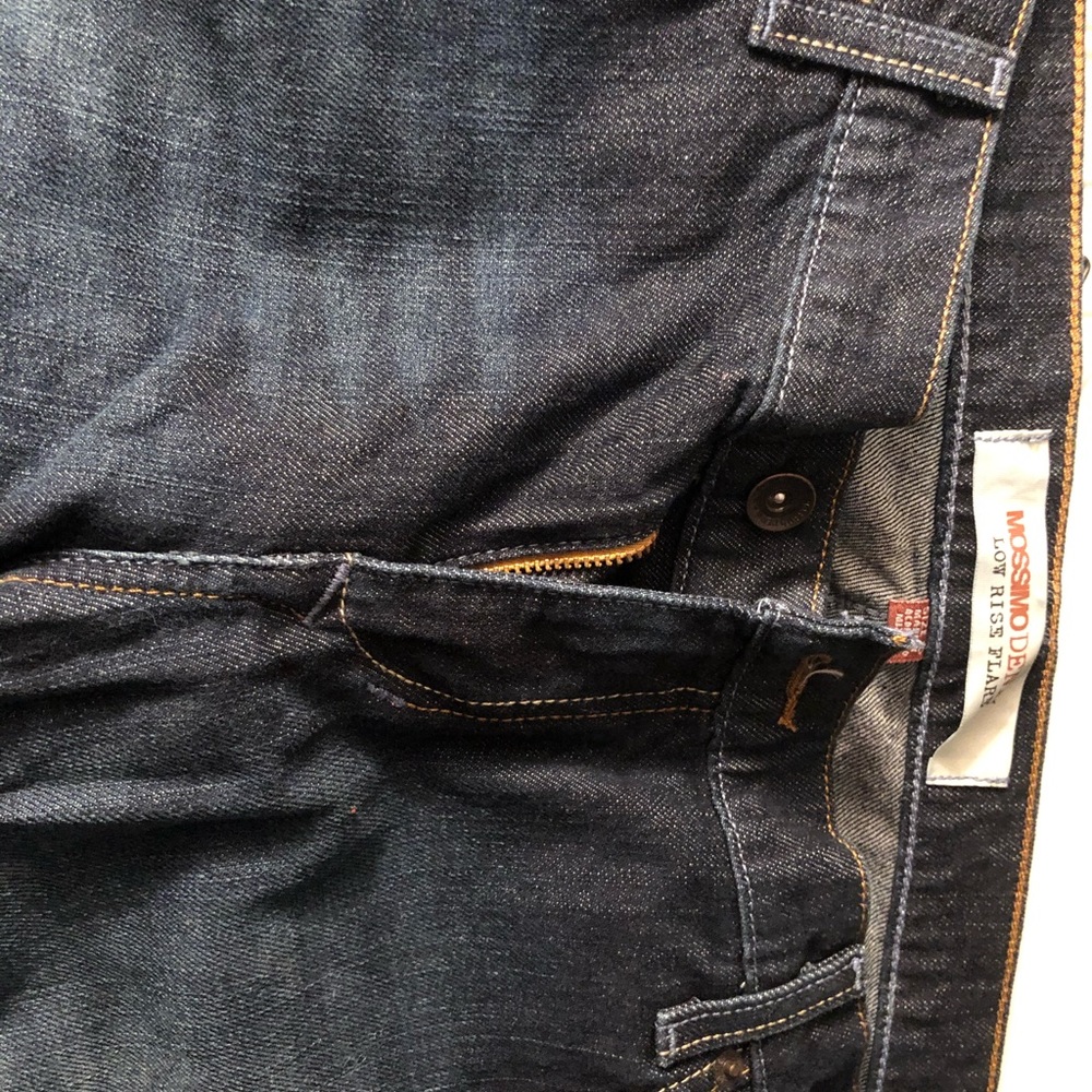 Dark wash low rise flare jeans